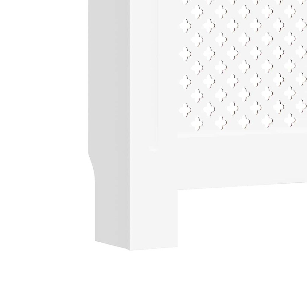 Radiatorskjuler 152×19×81,5 cm / radiatorfront i MDF med hylde og lameldesign – Hvid