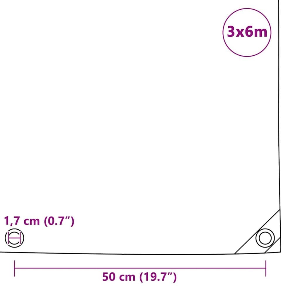 Presenning 3×6 m 650 g/m² / kraftig PVC-belagt overdækningspresenning med øjer – Grå