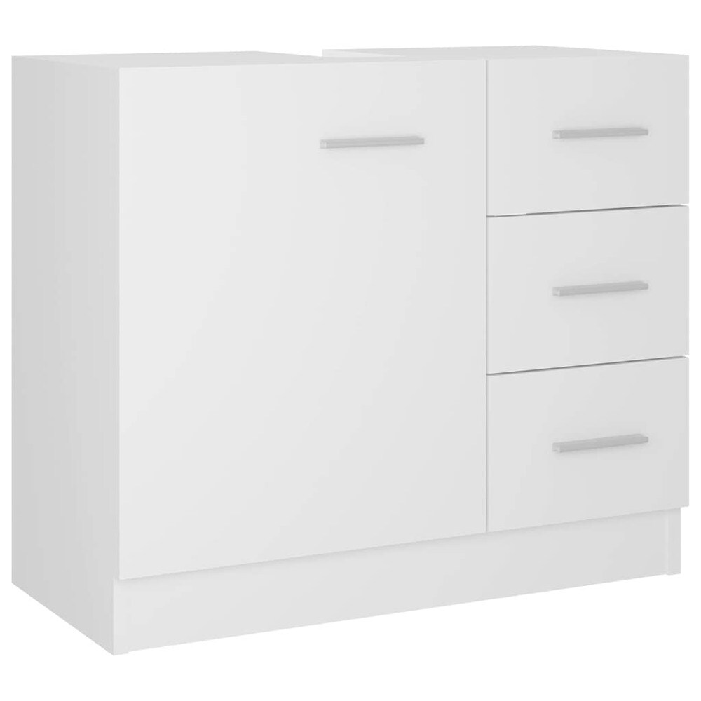 Håndvaskskab 63×30×54 cm / underskab til håndvask / badeværelsesskab med 3 skuffer – Hvid