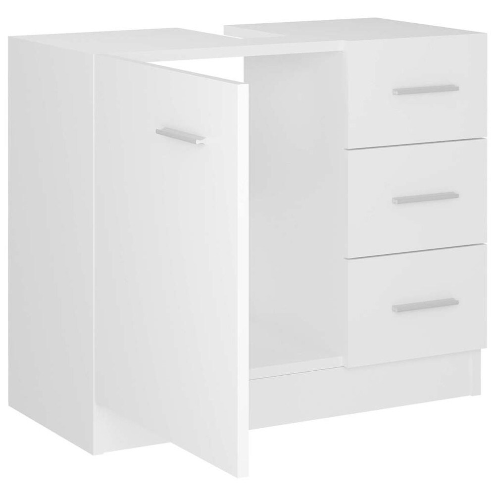 Håndvaskskab 63×30×54 cm / underskab til håndvask / badeværelsesskab med 3 skuffer – Hvid