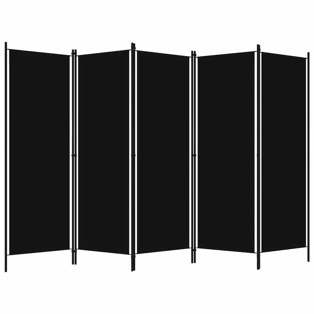 Rumdeler 5 paneler 250×180 cm / foldeskærm / skillevæg / afskærmning – Sort