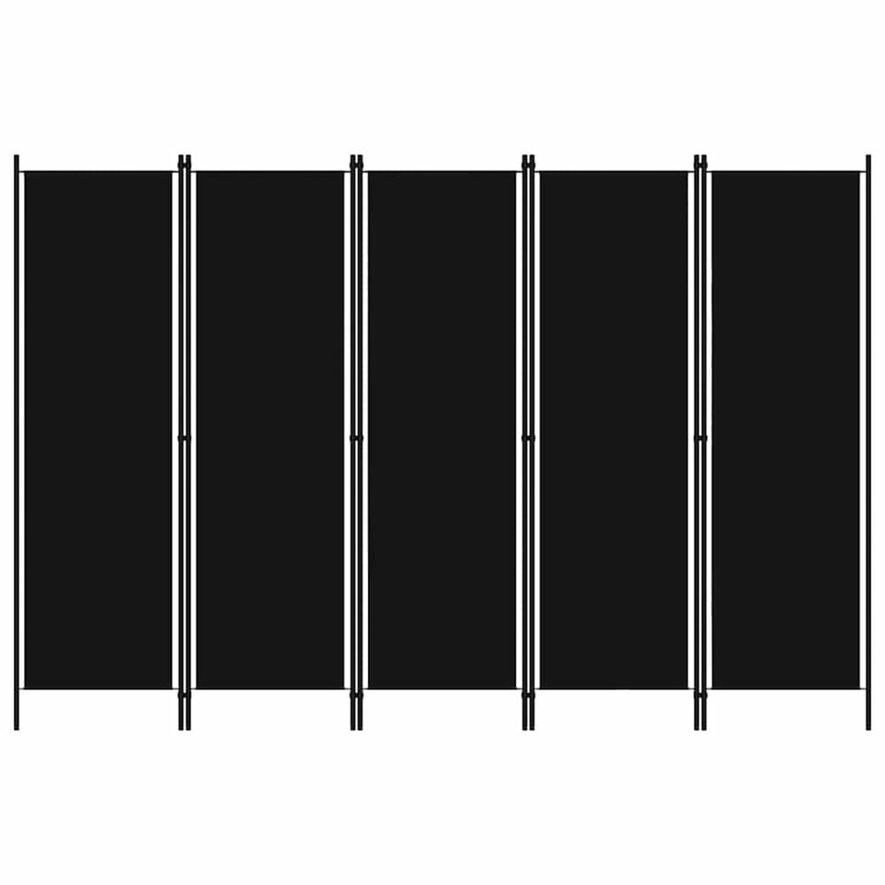 Rumdeler 5 paneler 250×180 cm / foldeskærm / skillevæg / afskærmning – Sort