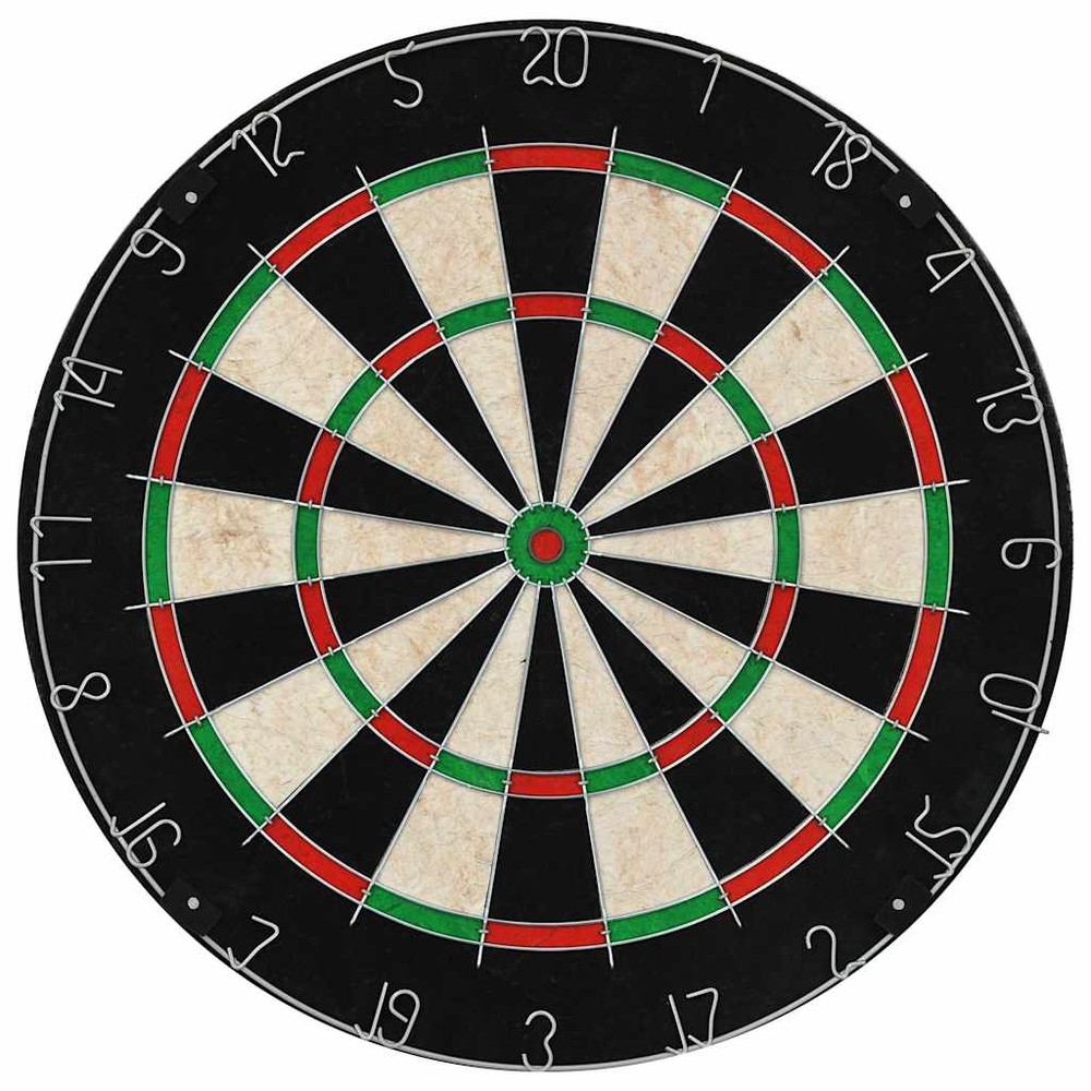 Dartskive i sisal med skab / dartsæt med 6 stålpile og pointtavler