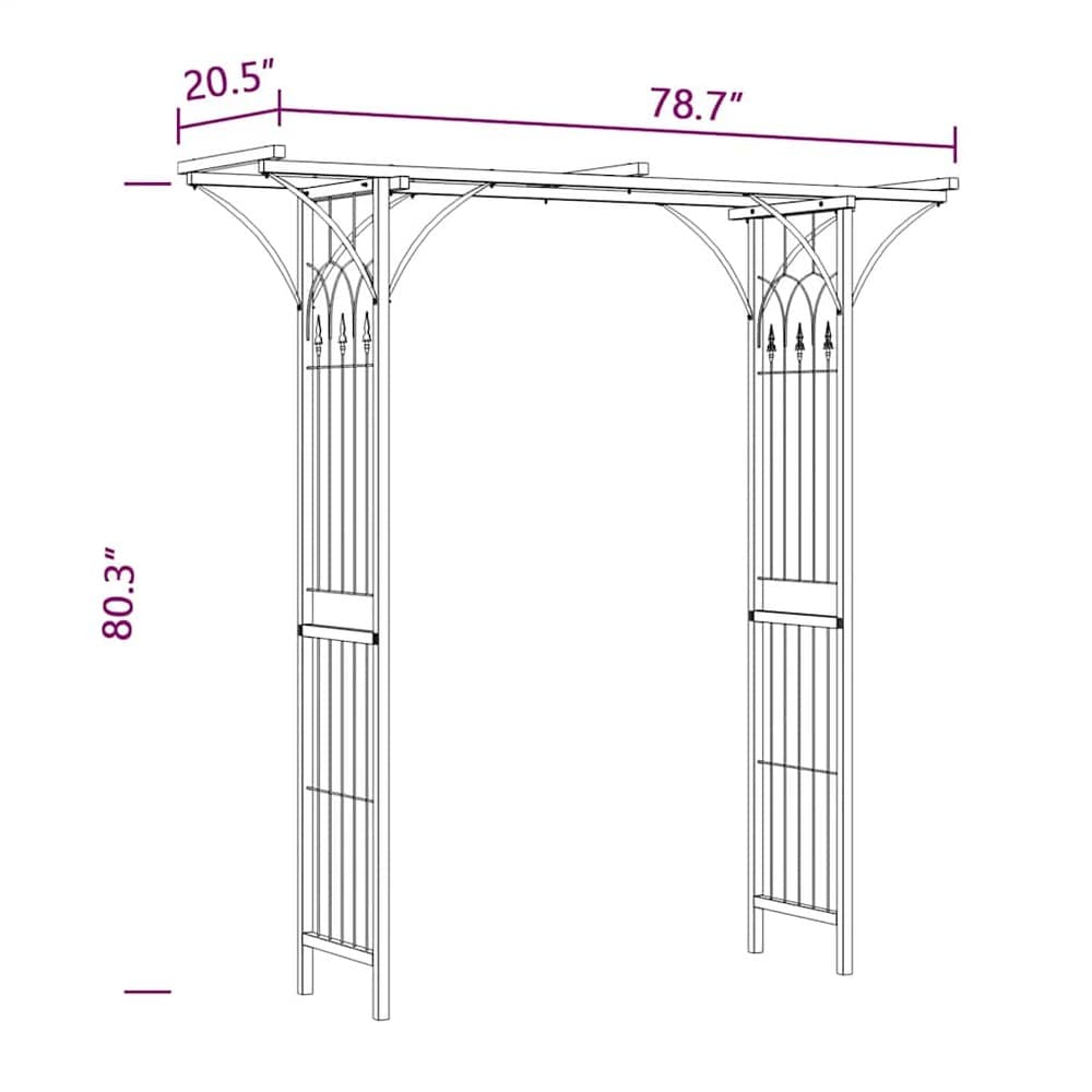 Rosenbue 200×52×204 cm / havebue / espalierbue til roser og klatreplanter – Sort