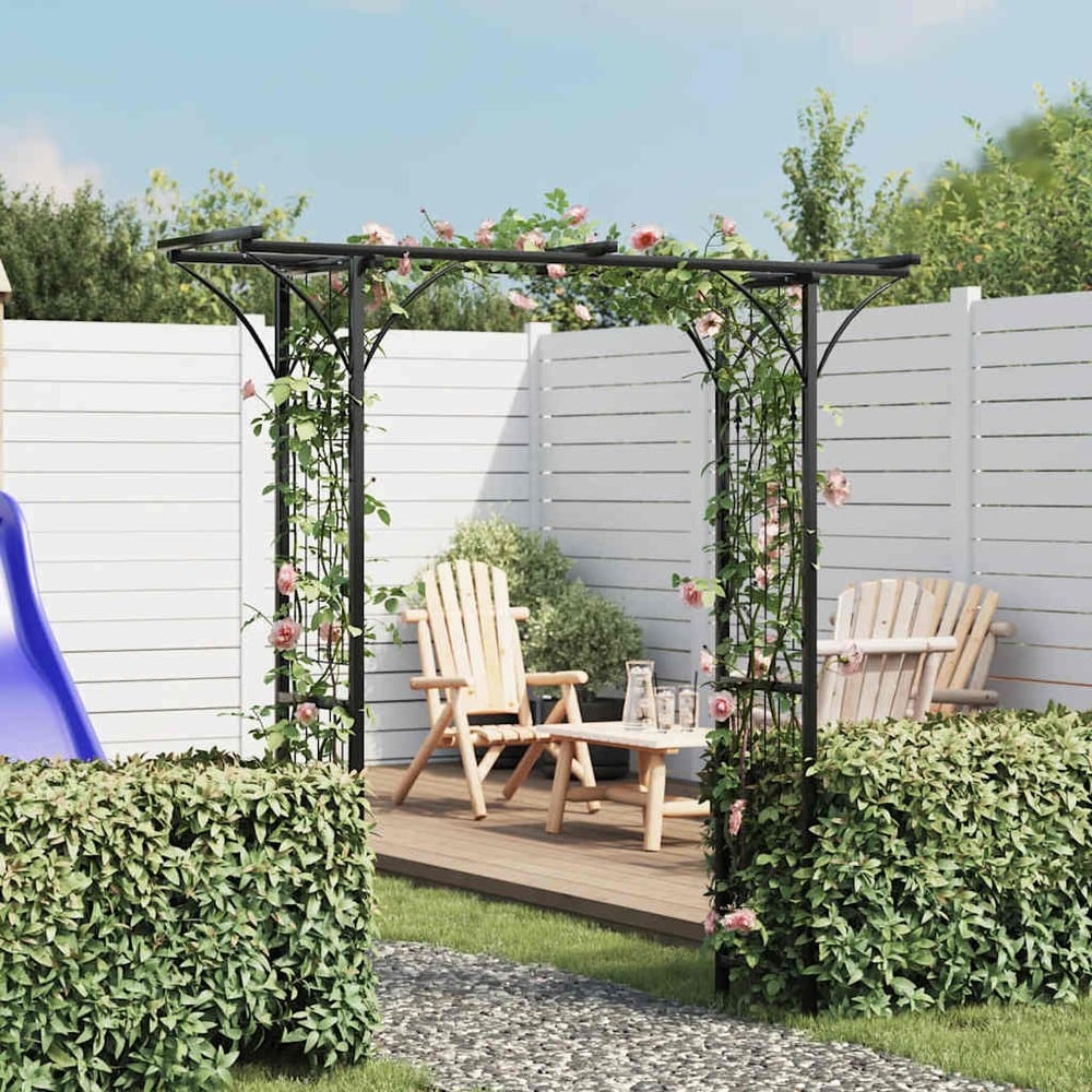 Rosenbue 200×52×204 cm / havebue / espalierbue til roser og klatreplanter – Sort