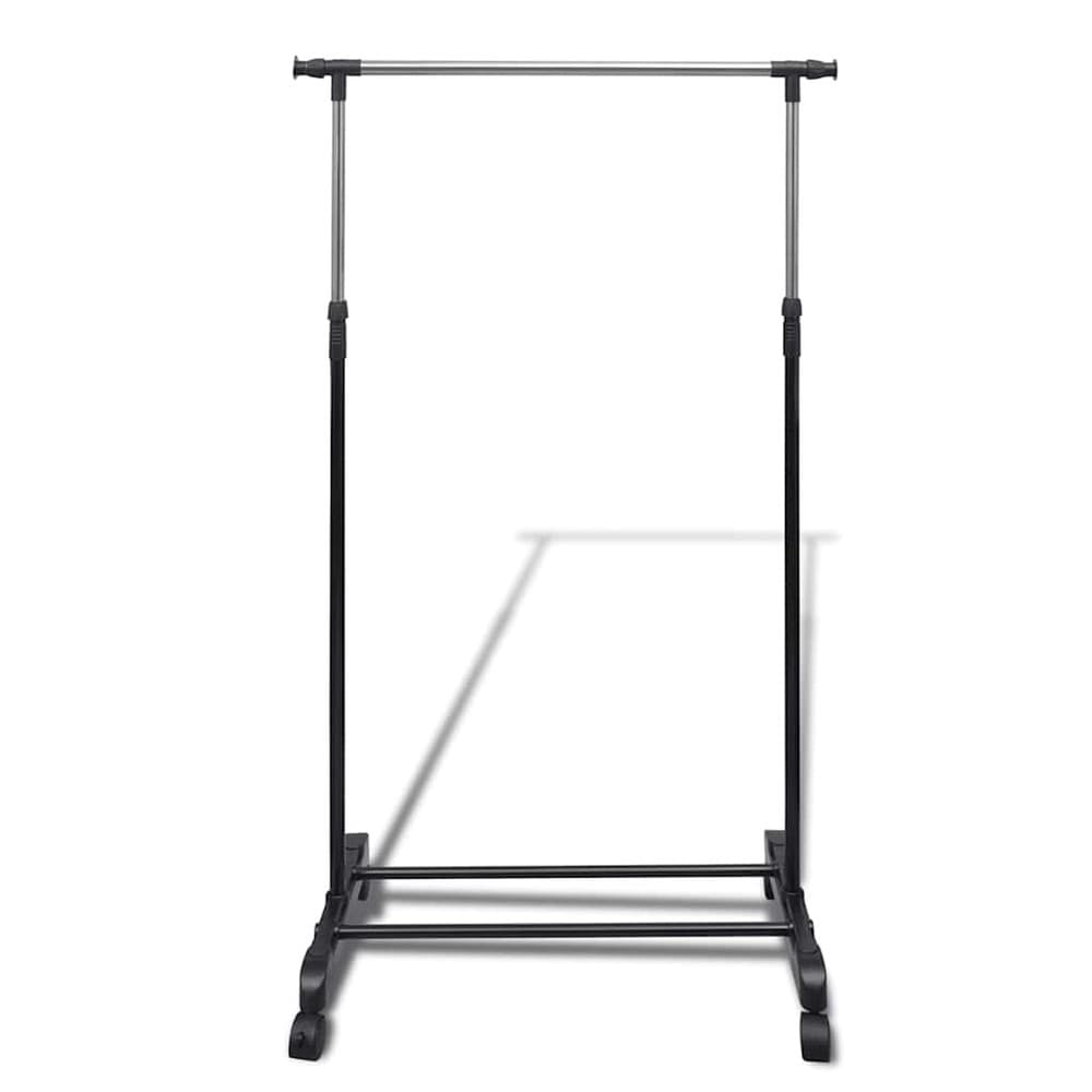 Justerbart tøjstativ 84–150×42×108–170 cm / tøjstang på hjul – Sort/sølv