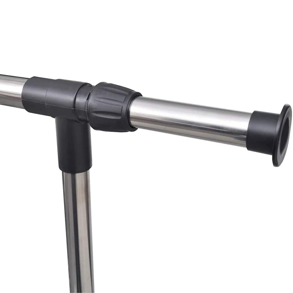 Justerbart tøjstativ 84–150×42×108–170 cm / tøjstang på hjul – Sort/sølv
