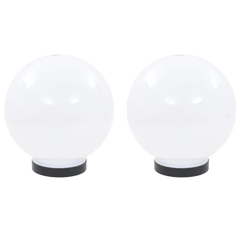 2 kuglelamper Ø20 cm / lyskugler til haven / havelamper med E27-fatning – Hvid