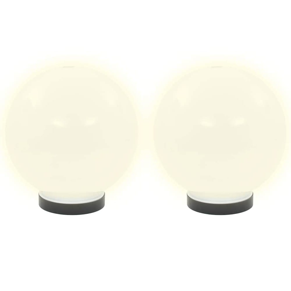 2 kuglelamper Ø20 cm / lyskugler til haven / havelamper med E27-fatning – Hvid