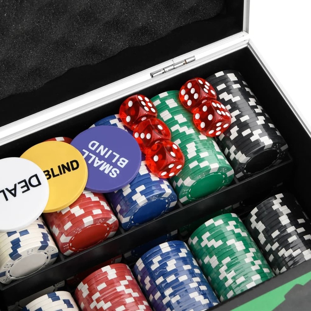 Pokersæt med 300 chips / pokerkit med kortblander, spillemåtte og aluminiumskuffert