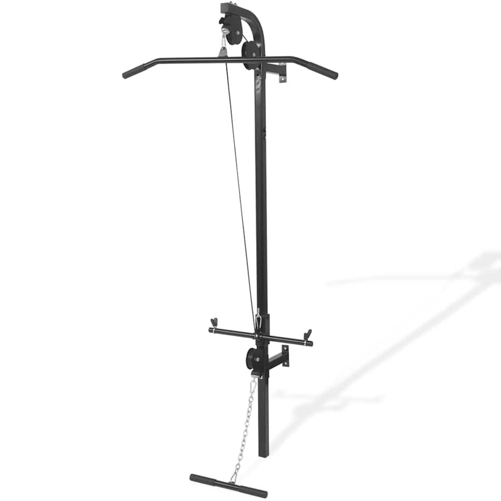 Vægmonteret hjemmegym 99×53×194 cm / kabelmaskine med øvre og nedre kabeltræk – Sort