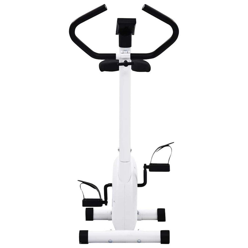 Motionscykel med remtræk / træningscykel med LCD-display og justerbar modstand – Hvid/sort