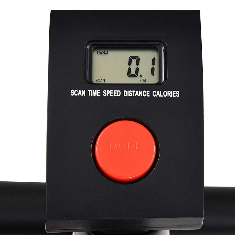 Motionscykel med remtræk / træningscykel med LCD-display og justerbar modstand – Hvid/sort