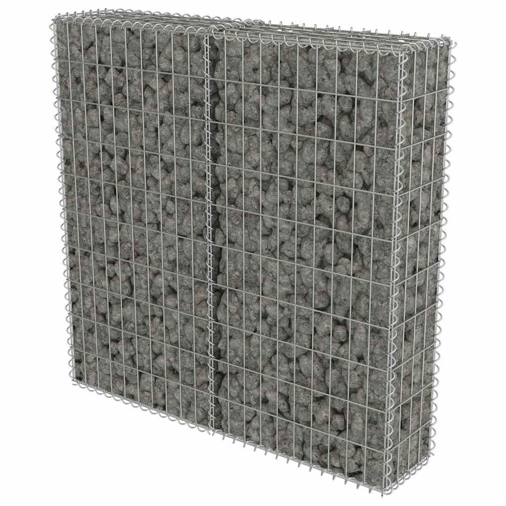 Gabionmur 100×20×100 cm / gabionkurv i galvaniseret stål til sten og grus – Sølv