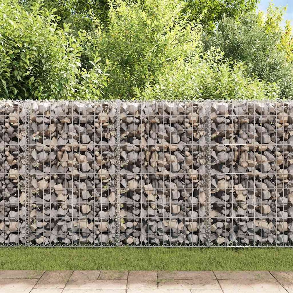 Gabionmur 100×20×100 cm / gabionkurv i galvaniseret stål til sten og grus – Sølv
