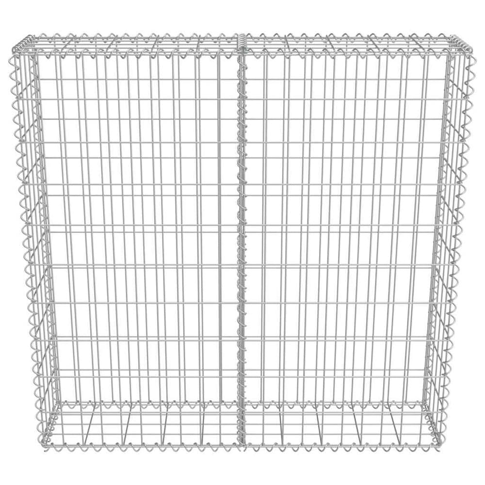 Gabionmur 100×20×100 cm / gabionkurv i galvaniseret stål til sten og grus – Sølv