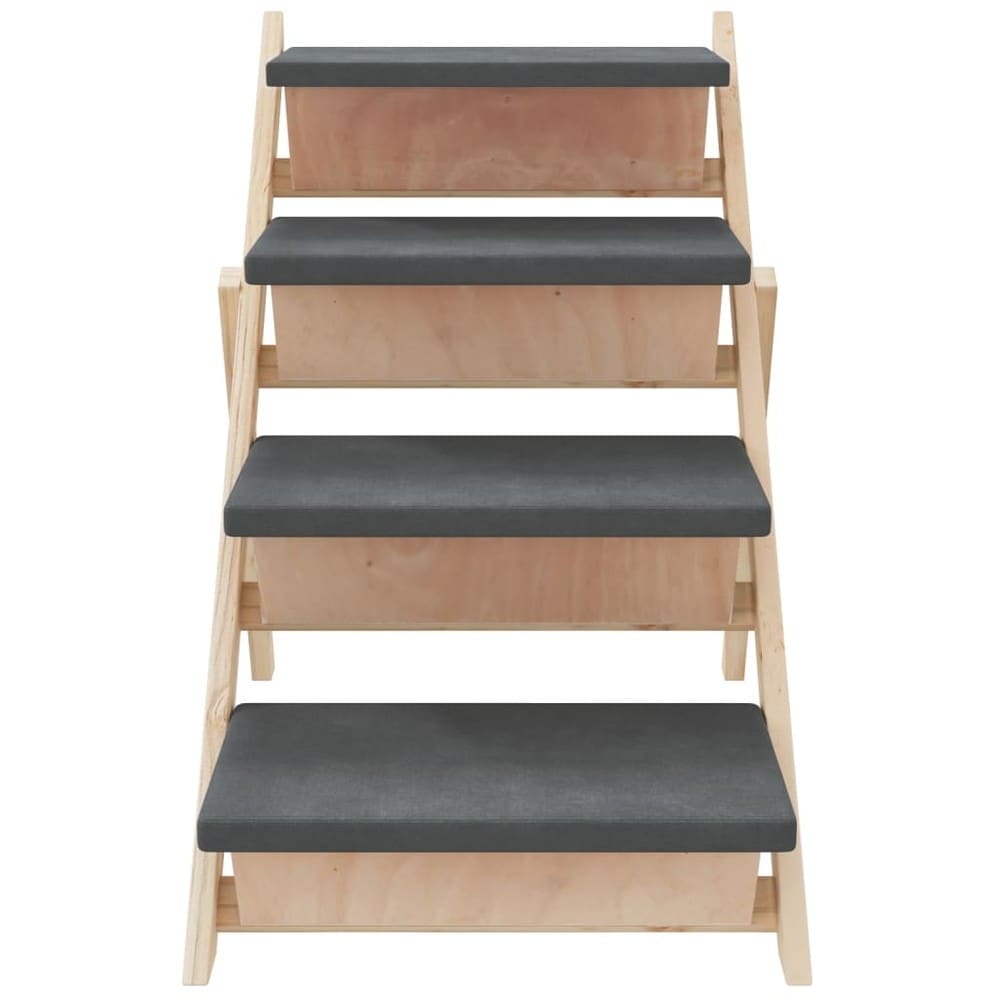 Hundetrappe 105×47×64 cm / sammenklappelig skridsikker trappe til kæledyr – Grå/natur