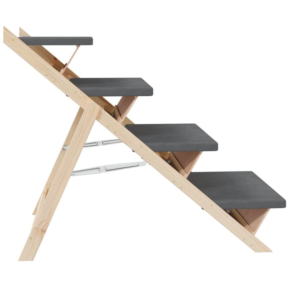 Hundetrappe 105×47×64 cm / sammenklappelig skridsikker trappe til kæledyr – Grå/natur