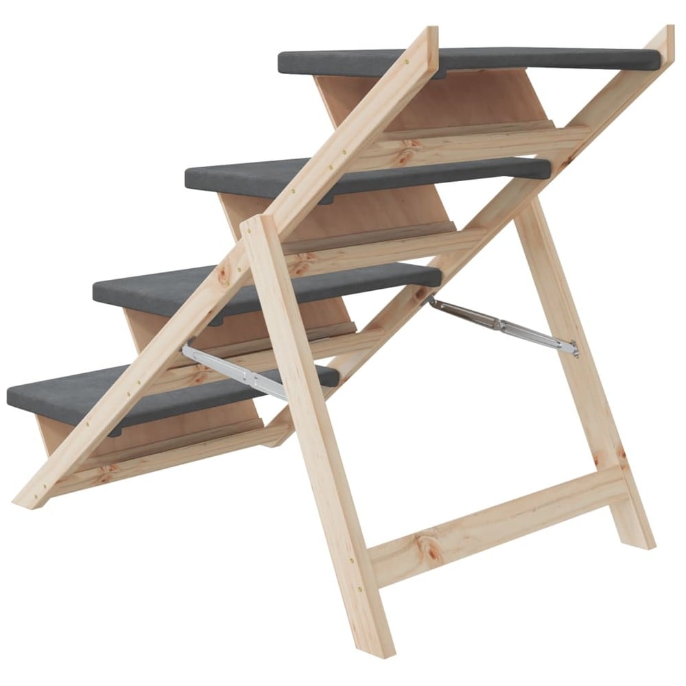 Hundetrappe 105×47×64 cm / sammenklappelig skridsikker trappe til kæledyr – Grå/natur