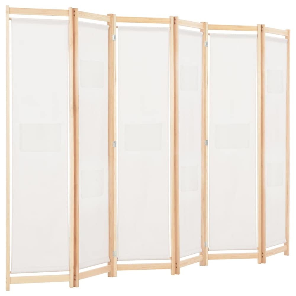 Rumdeler 6 paneler 240×170 cm / foldeskærm / skillevæg med 9 opbevaringslommer – Beige
