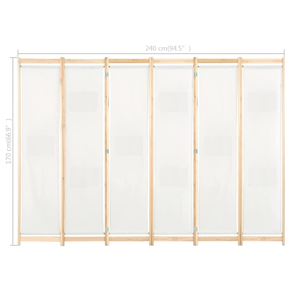 Rumdeler 6 paneler 240×170 cm / foldeskærm / skillevæg med 9 opbevaringslommer – Beige