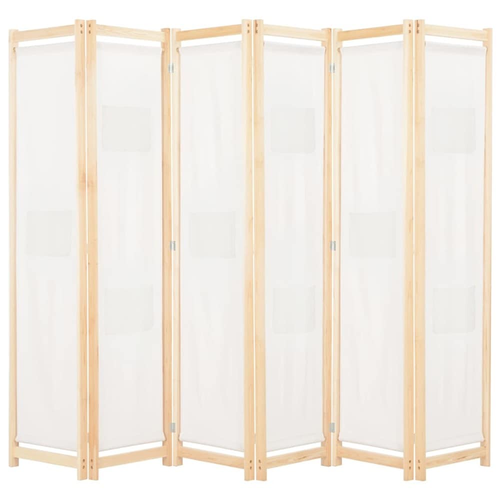 Rumdeler 6 paneler 240×170 cm / foldeskærm / skillevæg med 9 opbevaringslommer – Beige