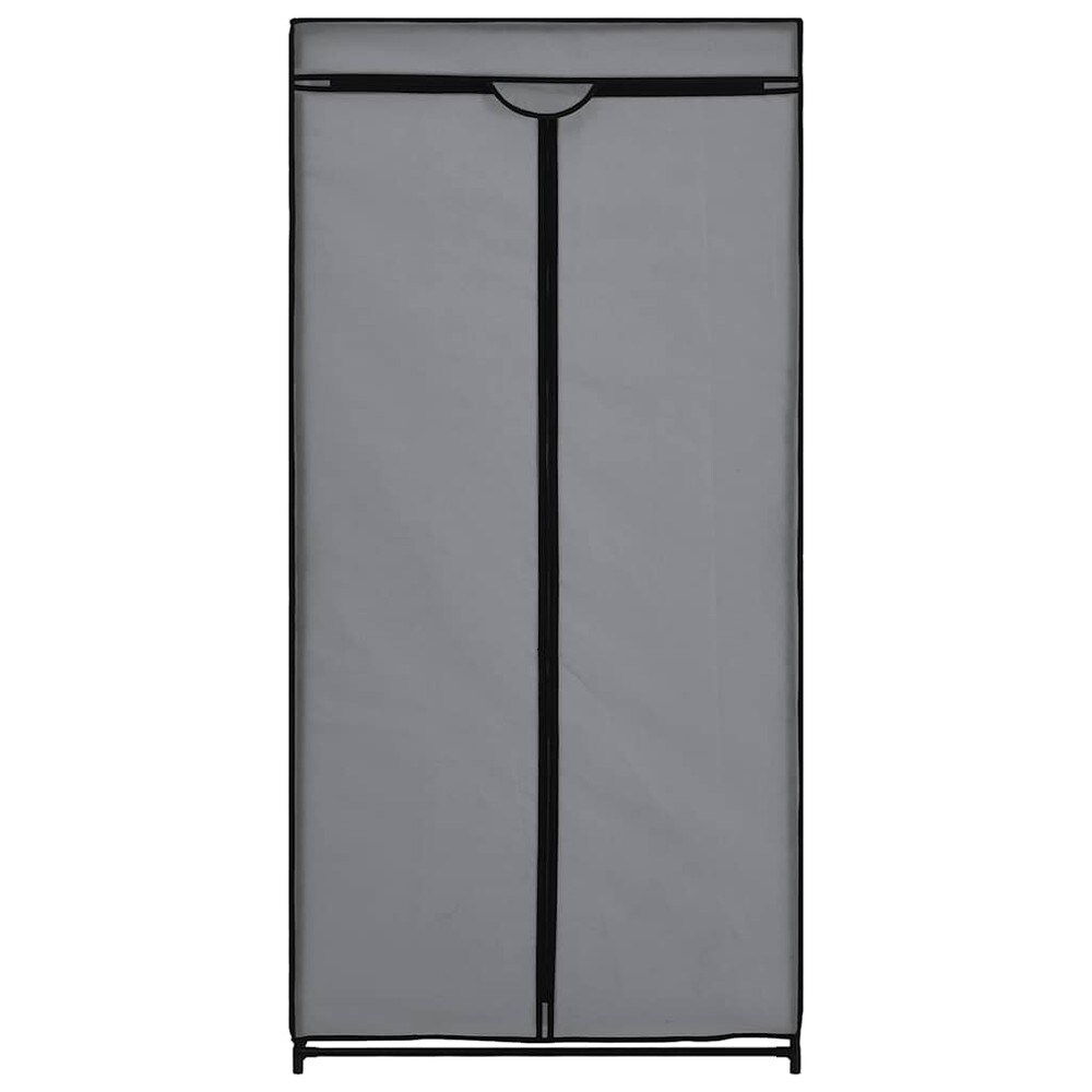 Garderobe i stof 75×50×160 cm / tøjgarderobe med tøjstang / stofgarderobe med lynlås – Grå