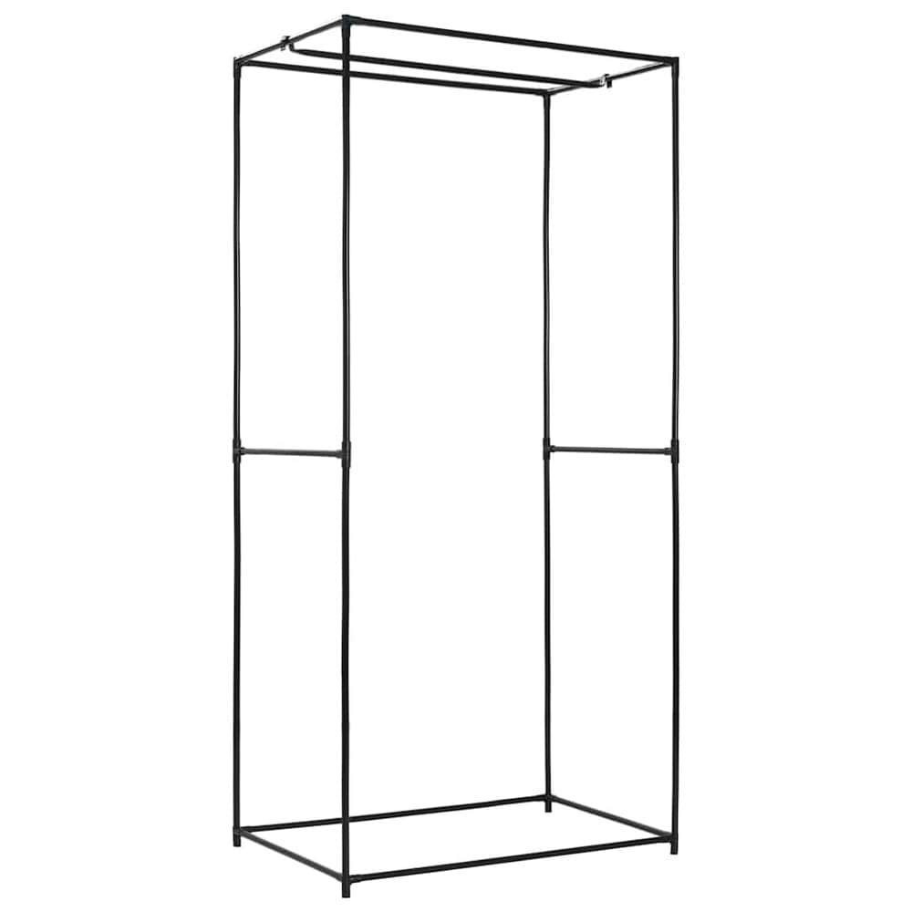 Garderobe i stof 75×50×160 cm / tøjgarderobe med tøjstang / stofgarderobe med lynlås – Grå