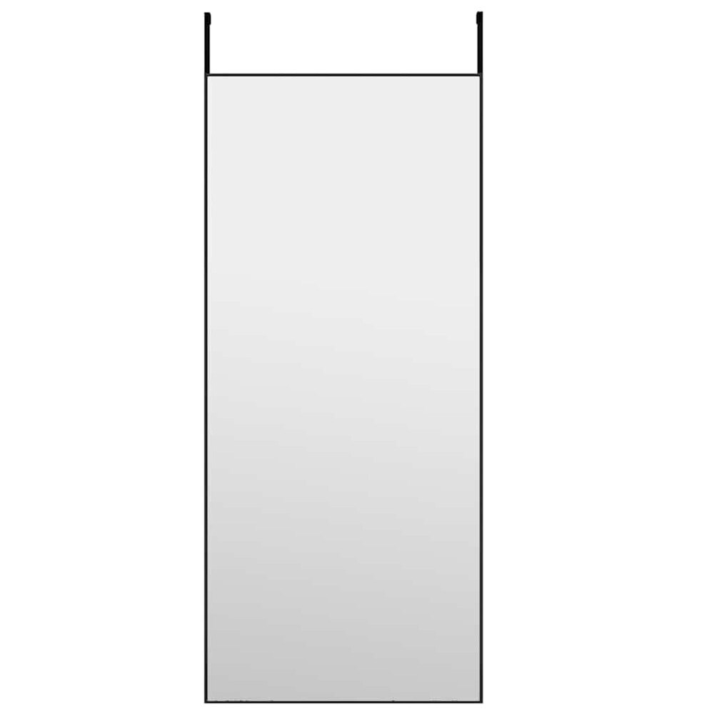 Dørspejl 40×100 cm / helkropsspejl med justerbare dørkroge / vægspejl – Sort
