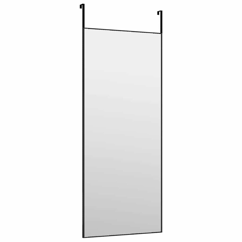 Dørspejl 40×100 cm / helkropsspejl med justerbare dørkroge / vægspejl – Sort