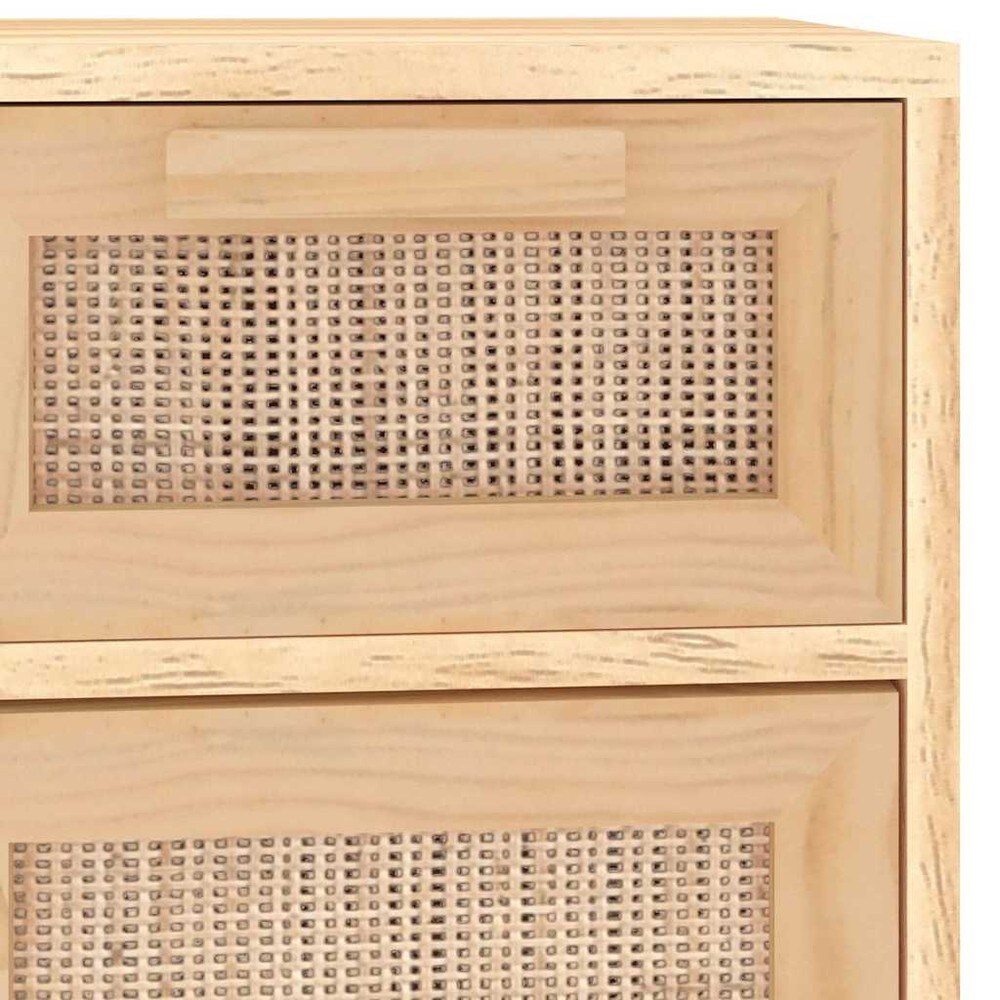 Skænk 60×30×75 cm / opbevaringsskab med 2 skuffer og låger – Natur/rattan