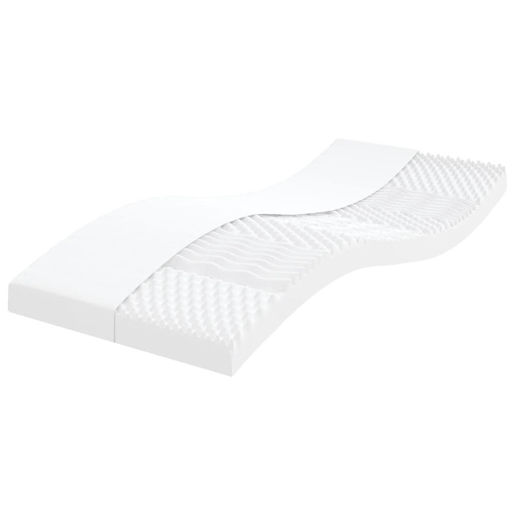 Skummadras 90×200×10 cm / 7-zoners madras i PU-skum / hårdhed 20 ILD – Hvid