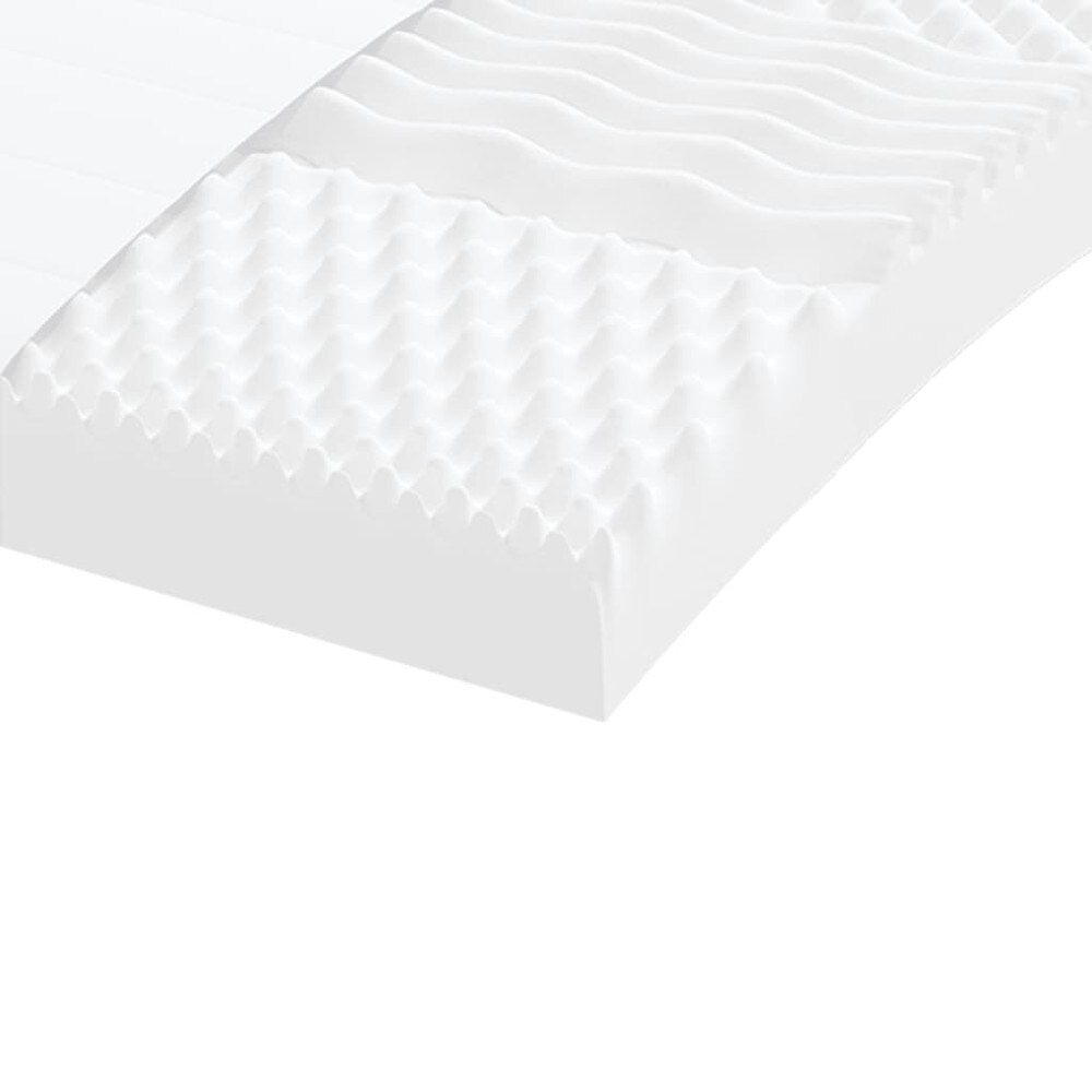 Skummadras 90×200×10 cm / 7-zoners madras i PU-skum / hårdhed 20 ILD – Hvid