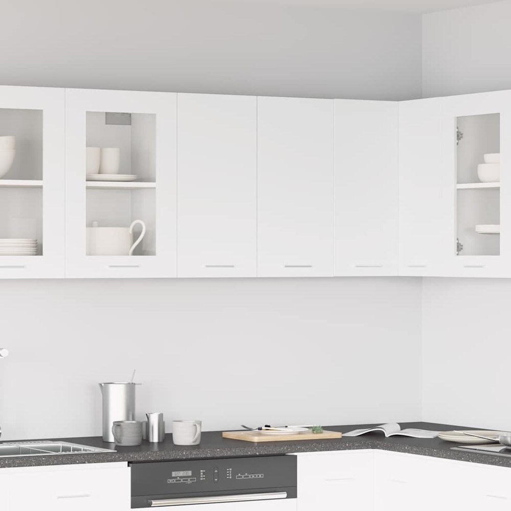 Overskab til køkken 60×31×60 cm / køkkenskab med 2 hylder og låger / vægskab – Hvid