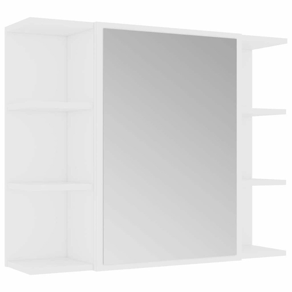 Spejlskab til badeværelse 80×20,5×64 cm / badeværelsesskab med spejl og 8 rum / vægskab – Hvid