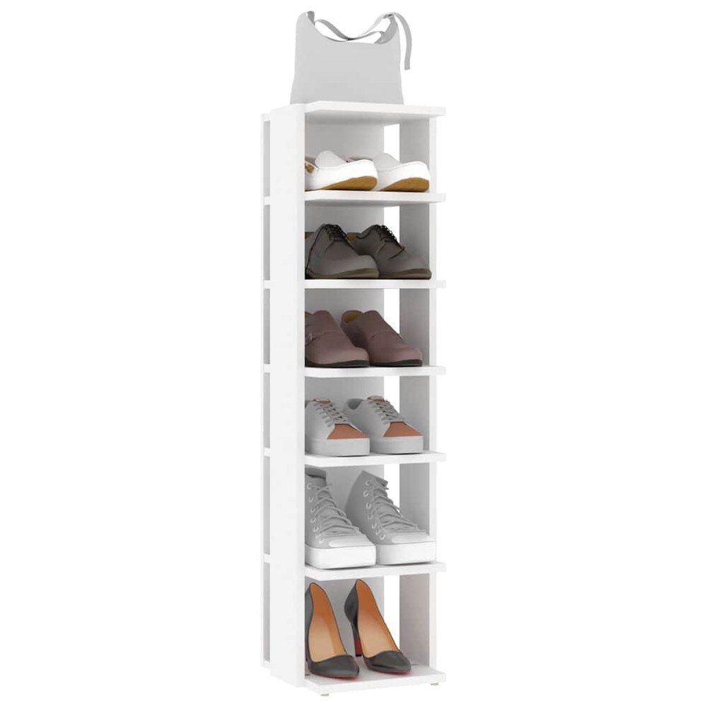 Skoskab 27,5×27×102 cm / smal skohylde med 6 hylder / skoopbevaring – Hvid