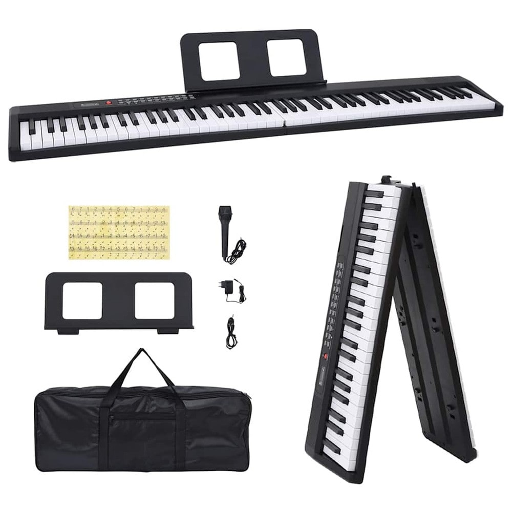 Sammenklappeligt keyboard med 88 tangenter og nodestativ / Bærbart elektrisk klaver / Sammenklappeligt keyboard