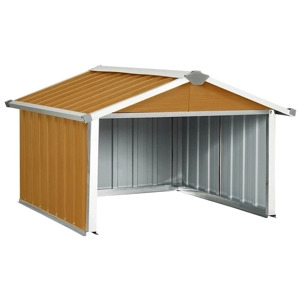 Garage til robotplæneklipper 92×97×63 cm / beskyttelse til plæneklipper i galvaniseret stål – Brun