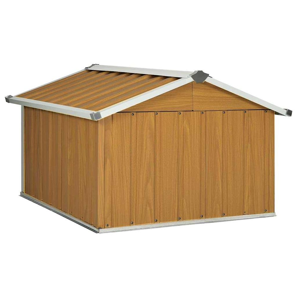Garage til robotplæneklipper 92×97×63 cm / beskyttelse til plæneklipper i galvaniseret stål – Brun