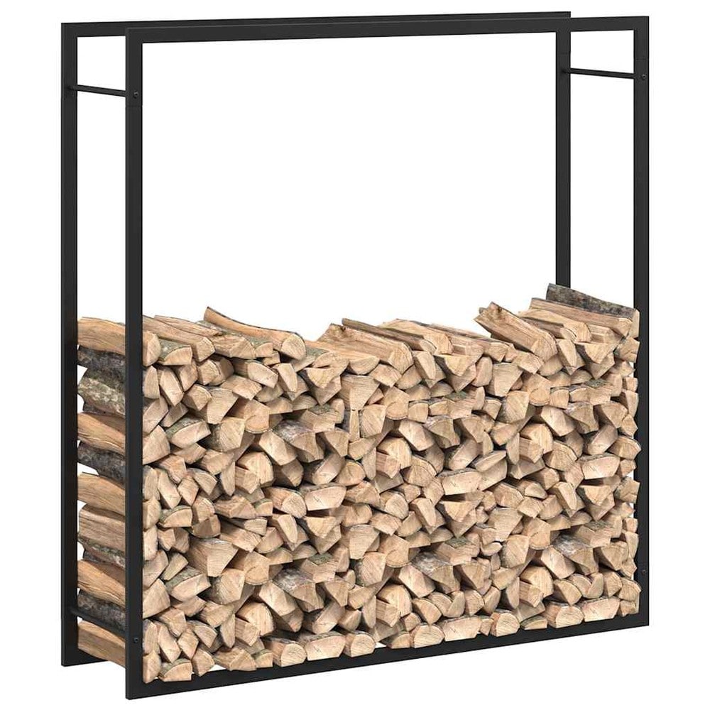 Brændestativ 110×28×116 cm / stativ til brænde i pulverlakeret stål – Mat sort