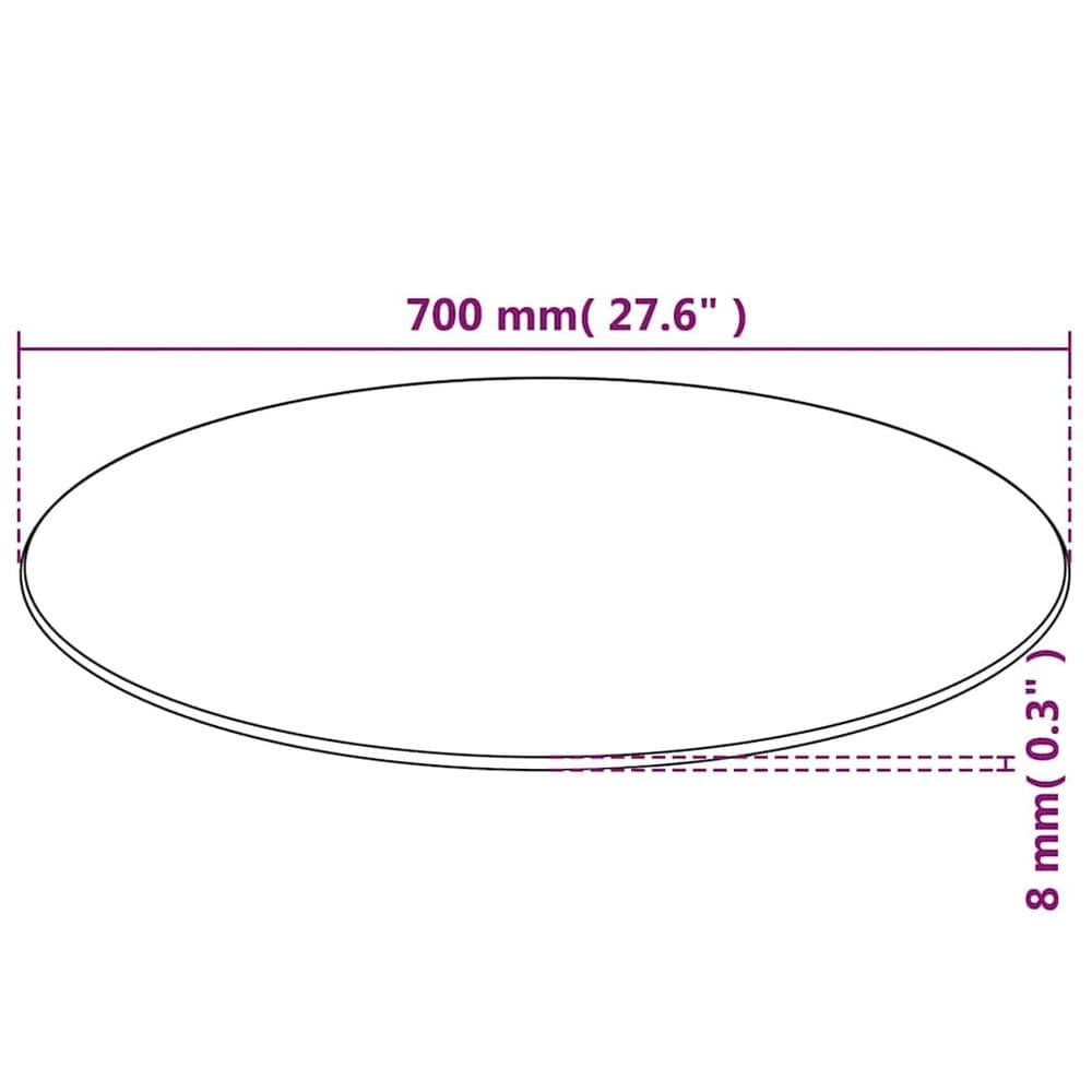 Rund bordplade i hærdet glas Ø70 cm / glasplade til spisebord, sofabord og havebord