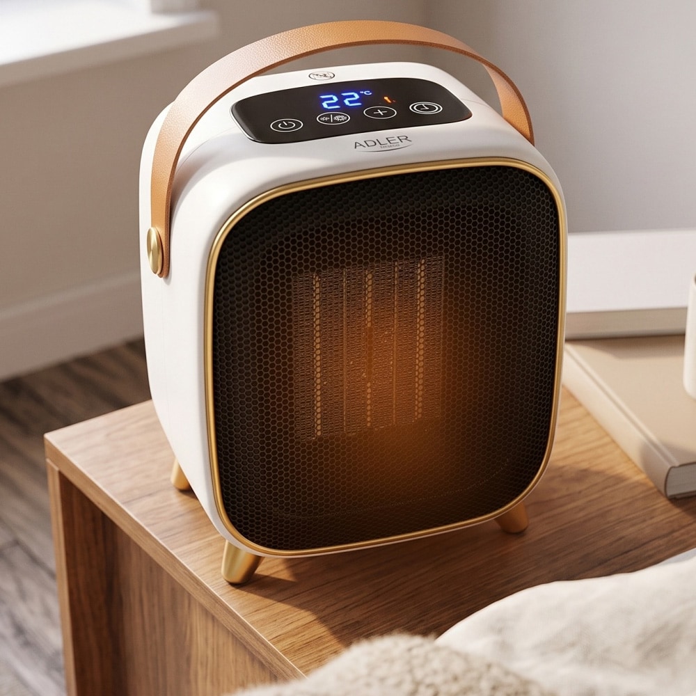 Adler keramisk varmeblæser 1000 W med timer / Bærbar keramisk varmeapparat / Elektrisk rumvarmer