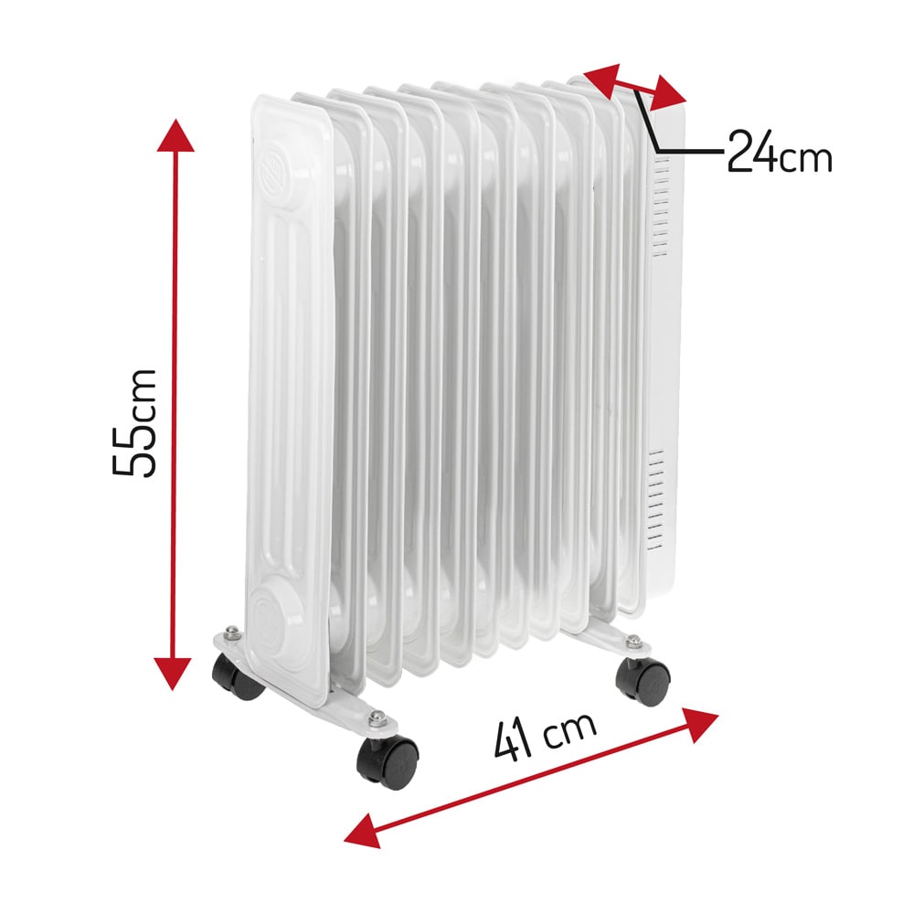 Adler olievarmeelement 2000 W / Oliefyldt radiator med termostat / Flytbart varmeelement