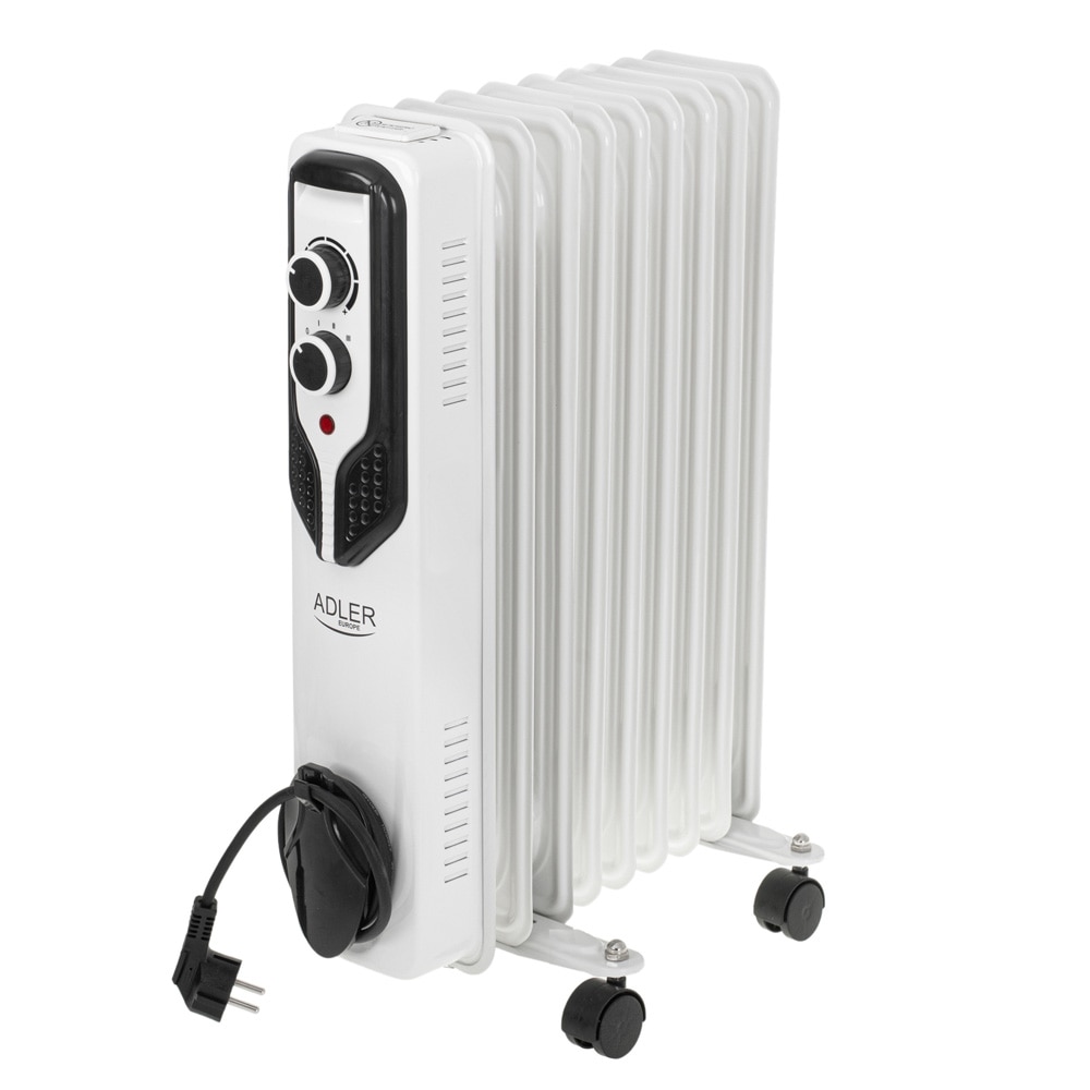 Adler olievarmeelement 2000 W / Oliefyldt radiator med termostat / Flytbart varmeelement