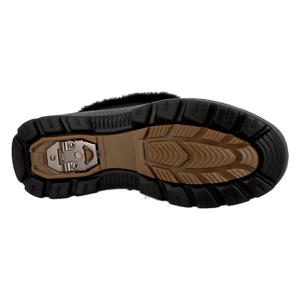 Vinterstøvler dame størrelse 37 / uldforede støvler med hurtigsnøring og udklappelige pigge – Sort