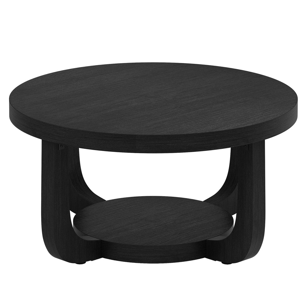 Rundt sofabord med hylde, Ø 80 cm – Svart / Rundt stuebord / Sofabord med opbevaringsplads