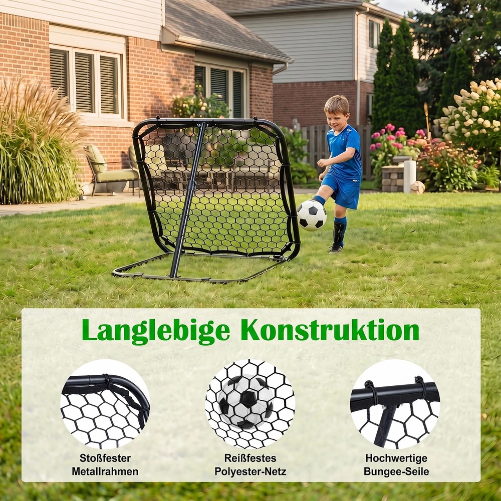 Fodboldrebounder 85 x 85 cm med 5 vinkelindstillinger / Refleksvæg til fodbold / Træningsnet