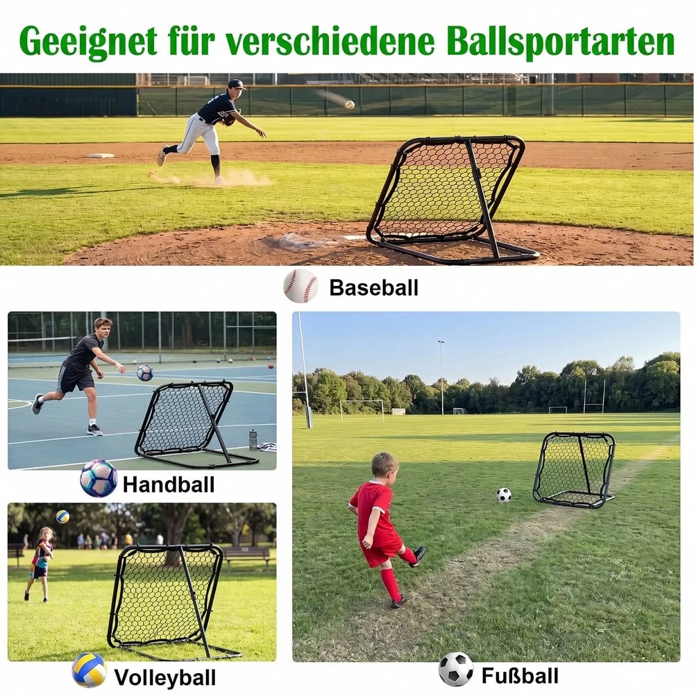 Fodboldrebounder 85 x 85 cm med 5 vinkelindstillinger / Refleksvæg til fodbold / Træningsnet