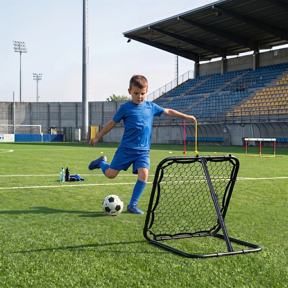 Fodboldrebounder 85 x 85 cm med 5 vinkelindstillinger / Refleksvæg til fodbold / Træningsnet