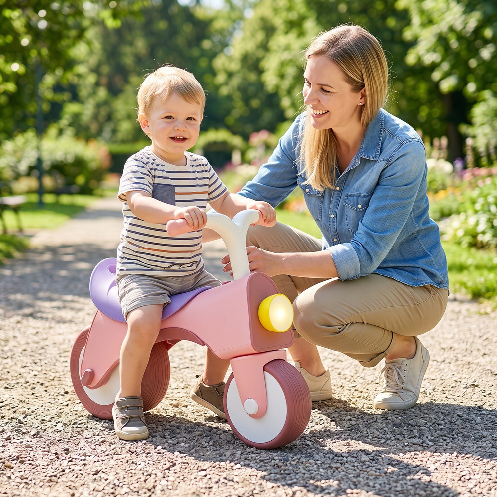 Løbecykel til børn med lys – Lyserød / Løbecykel med musik / Børnecykel uden pedaler